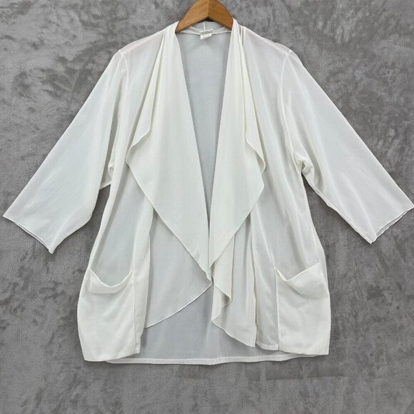 DeWeese Vintage White Nylon Chiffon Waterfall Collar Swim Cover Jacket - Picture 3 of 12